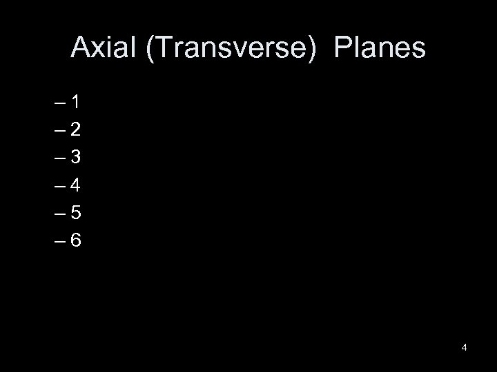 Axial (Transverse) Planes – 1 – 2 – 3 – 4 – 5 –