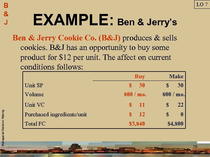 B & J LO 7 EXAMPLE: Ben & Jerry’s Ben & Jerry Cookie Co.