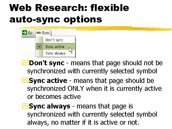 Web Research: flexible auto-sync options y. Don't sync - means that page should not