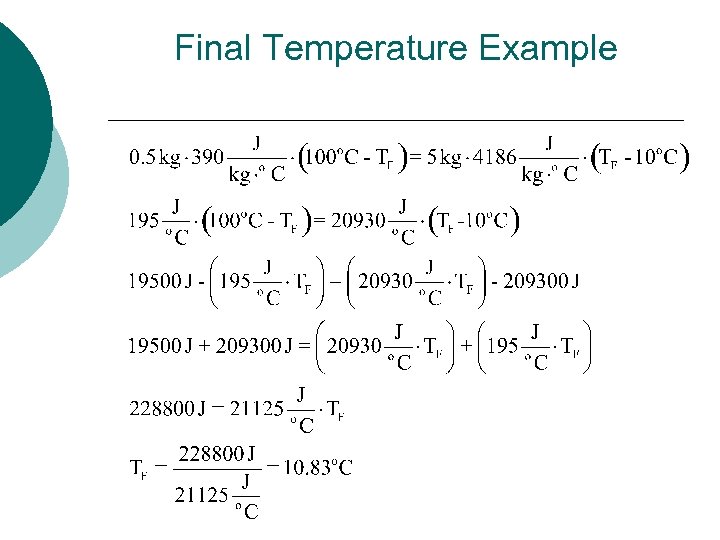 Final Temperature Example 