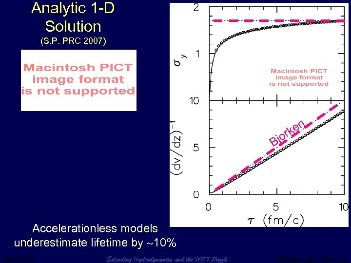 Analytic 1 -D Solution (S. P. PRC 2007) en rk Bjo Accelerationless models underestimate