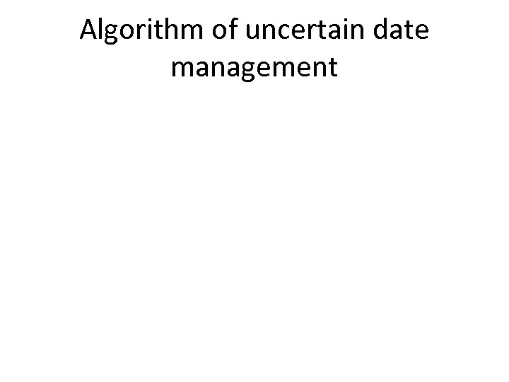 Algorithm of uncertain date management 