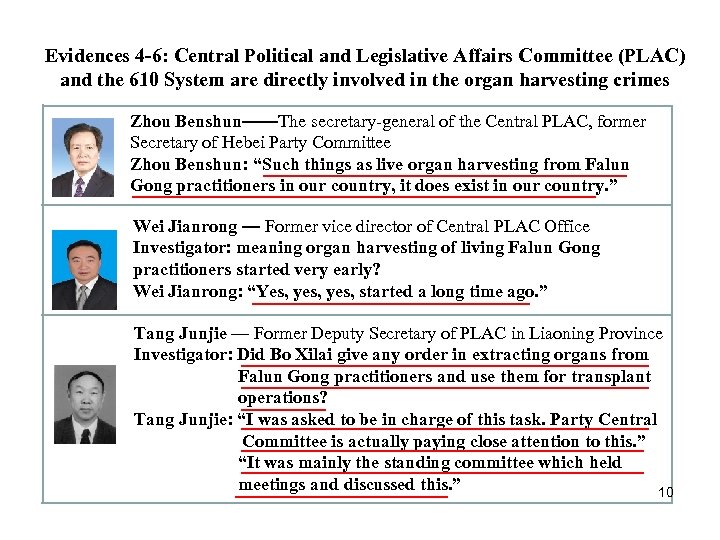 Evidences 4 -6: Central Political and Legislative Affairs Committee (PLAC) and the 610 System