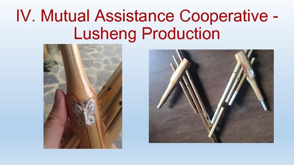 IV. Mutual Assistance Cooperative - Lusheng Production 