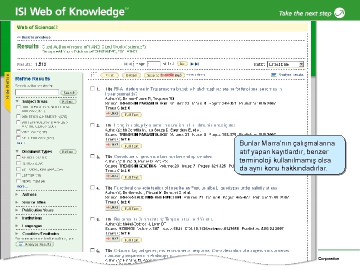 Cited Reference Search / Results Bunlar Marra’nın çalışmalarına atıf yapan kayıtlardır, benzer terminoloji kullanılmamış