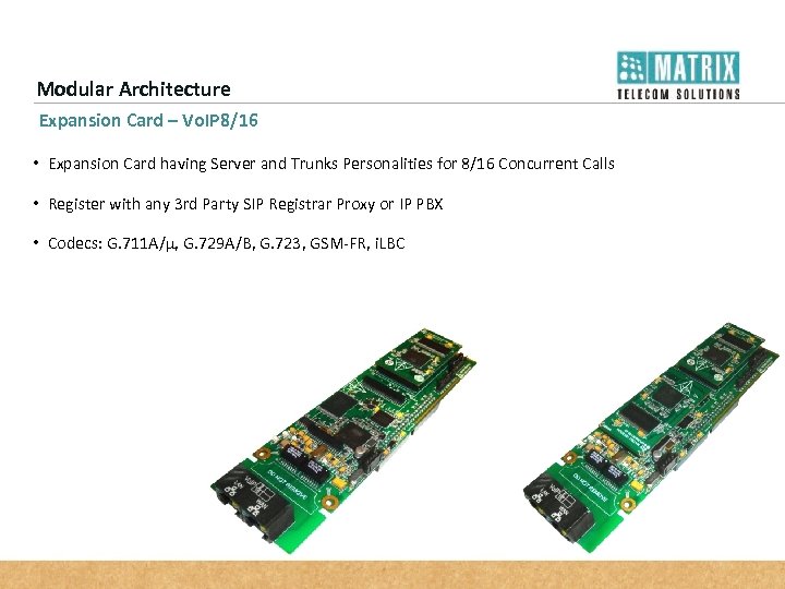 Modular Architecture Expansion Card – Vo. IP 8/16 • Expansion Card having Server and