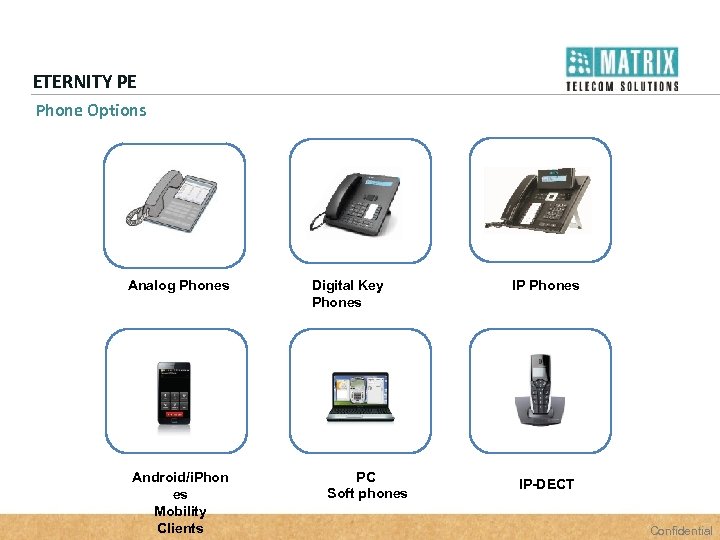 ETERNITY PE Phone Options Analog Phones Android/i. Phon es Mobility Clients Digital Key Phones
