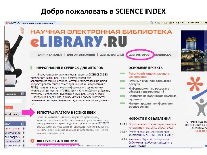 Работа в elibrary