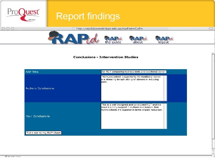 Report findings 