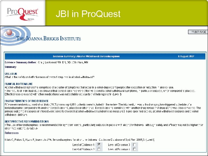 JBI in Pro. Quest 