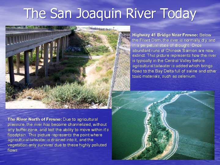 The San Joaquin River Today Highway 41 Bridge Near Fresno: Below the Friant Dam,