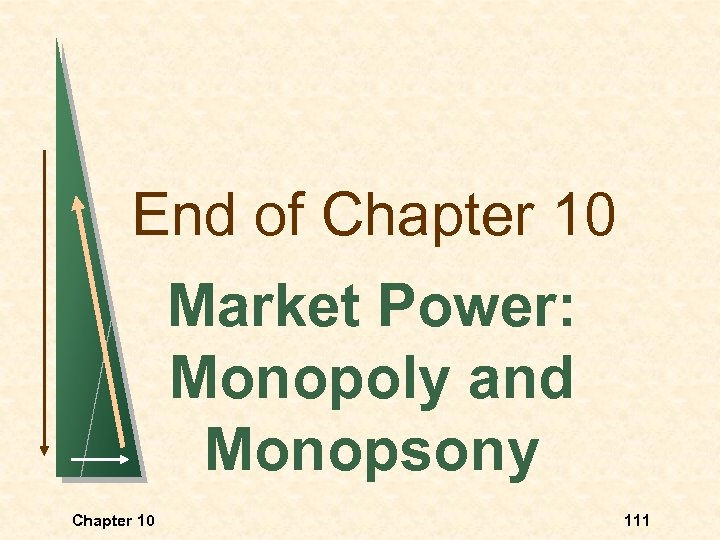 End of Chapter 10 Market Power: Monopoly and Monopsony Chapter 10 111 
