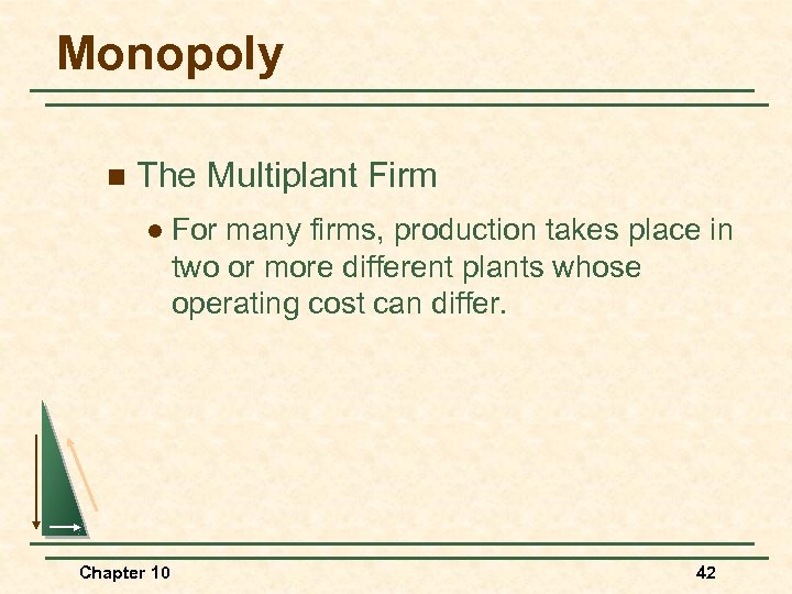 Monopoly n The Multiplant Firm l Chapter 10 For many firms, production takes place