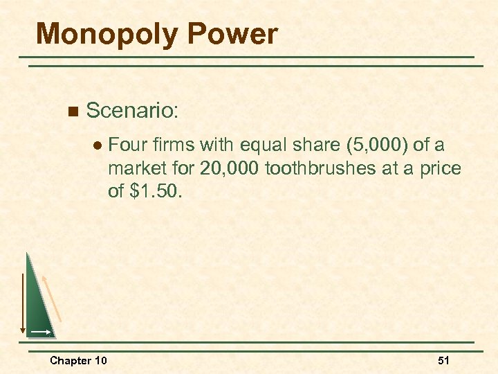 Monopoly Power n Scenario: l Chapter 10 Four firms with equal share (5, 000)