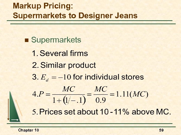 Markup Pricing: Supermarkets to Designer Jeans n Supermarkets Chapter 10 59 