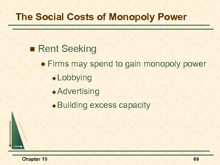 The Social Costs of Monopoly Power n Rent Seeking l Firms may spend to