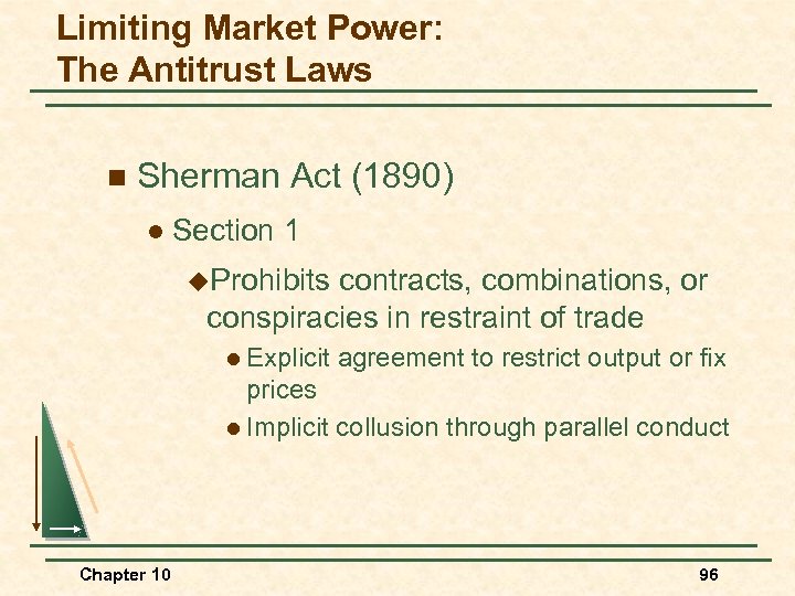 Limiting Market Power: The Antitrust Laws n Sherman Act (1890) l Section 1 u.
