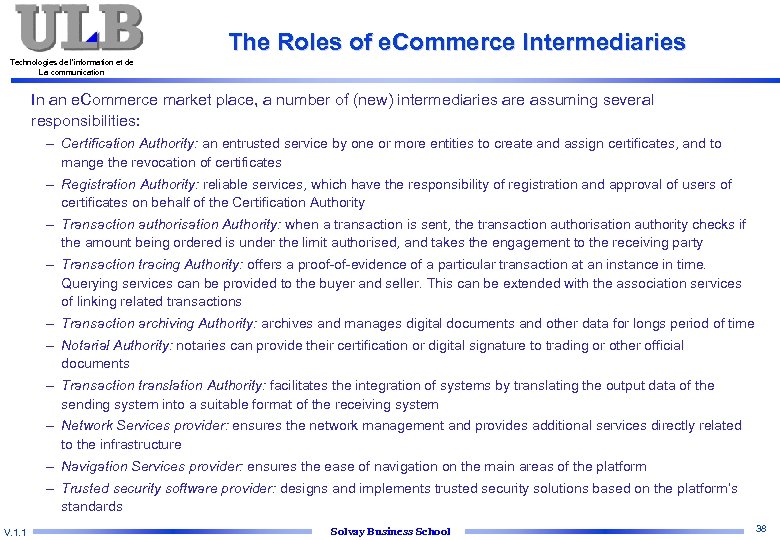 The Roles of e. Commerce Intermediaries Technologies de l’information et de La communication In
