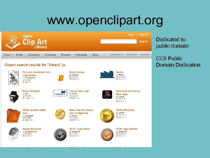 www. openclipart. org Dedicated to public domain CC 0 Public Domain Dedication 