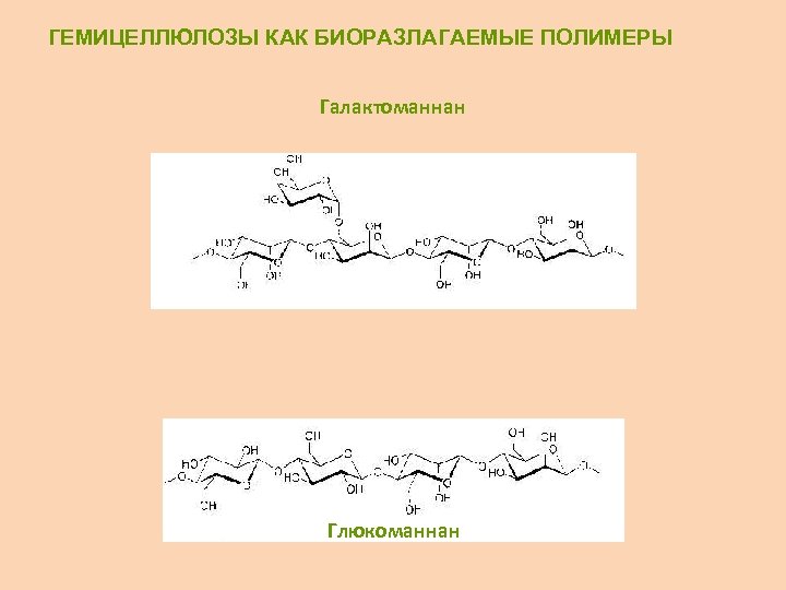 ГЕМИЦЕЛЛЮЛОЗЫ КАК БИОРАЗЛАГАЕМЫЕ ПОЛИМЕРЫ Галактоманнан Глюкоманнан 