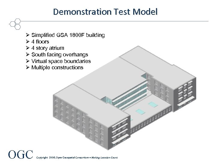 Demonstration Test Model Ø Simplified GSA 1800 F building Ø 4 floors Ø 4