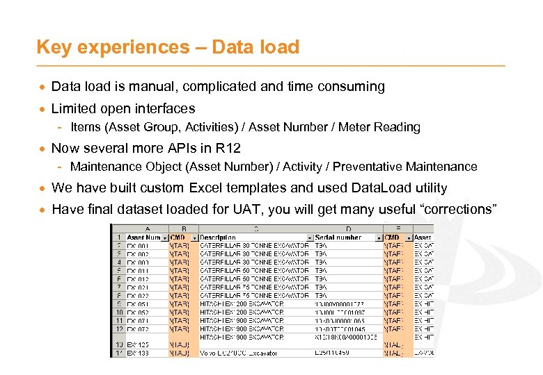 Key experiences – Data load · Data load is manual, complicated and time consuming