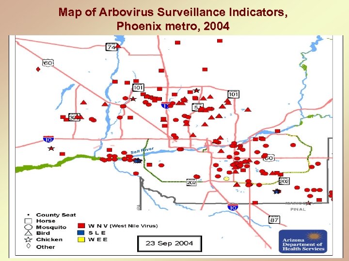 Map of Arbovirus Surveillance Indicators, Phoenix metro, 2004 