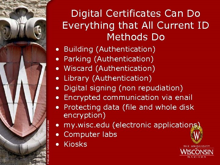 Digital Certificates Can Do Everything that All Current ID Methods Do • • Building