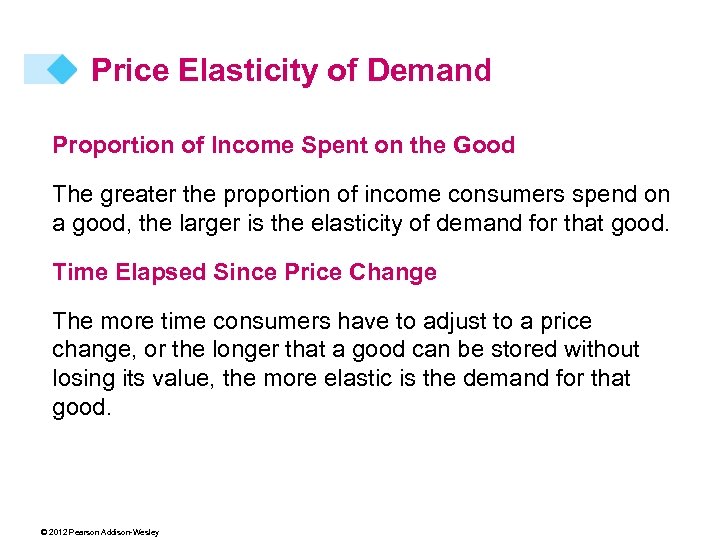 Price Elasticity of Demand Proportion of Income Spent on the Good The greater the