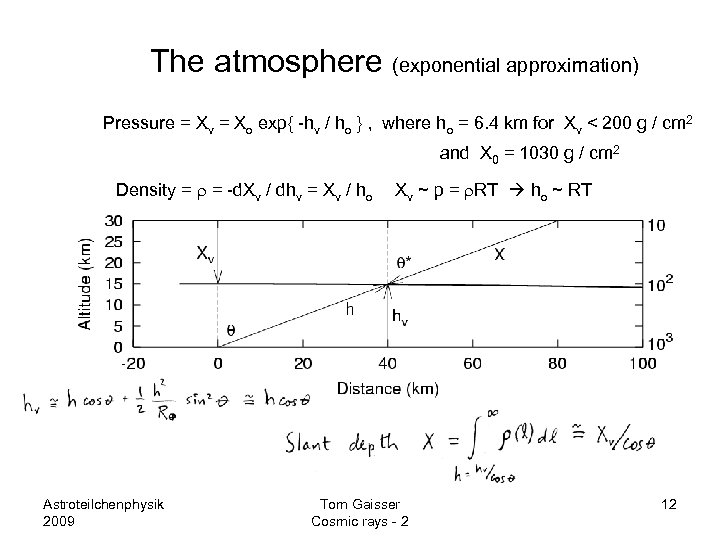 The. The atmosphere (exponential approximation) Pressure = Xv = Xo exp{ -hv / ho