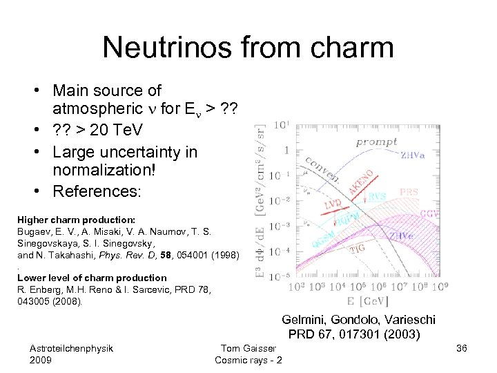 Neutrinos from charm • Main source of atmospheric n for En > ? ?