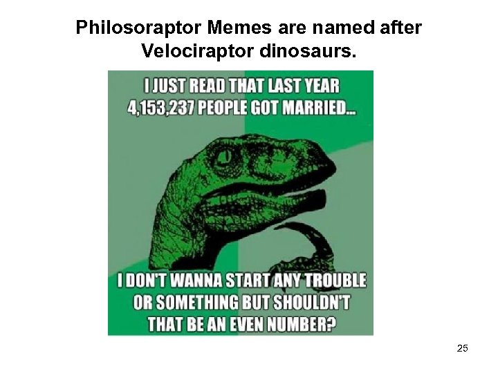 Philosoraptor Memes are named after Velociraptor dinosaurs. 25 