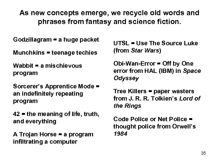 As new concepts emerge, we recycle old words and phrases from fantasy and science