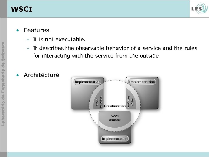 WSCI • Features – It is not executable. – It describes the observable behavior