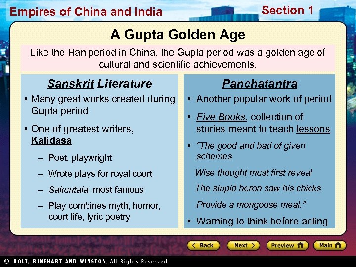 Section 1 Empires of China and India A Gupta Golden Age Like the Han