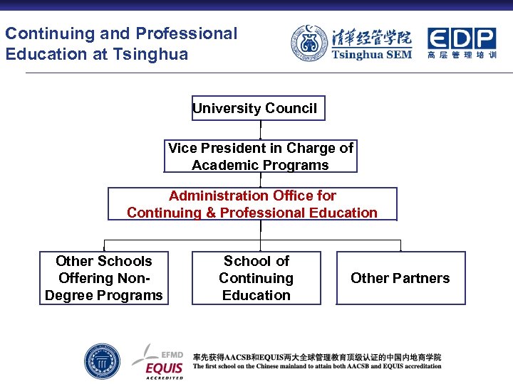 Continuing and Professional Education at Tsinghua University Council Vice President in Charge of Academic