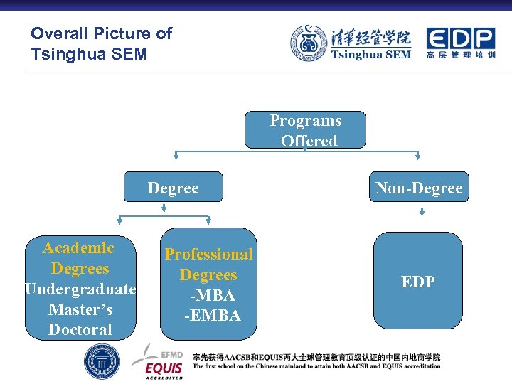 Overall Picture of Tsinghua SEM Programs Offered Degree Academic Degrees Undergraduate Master’s Doctoral Professional