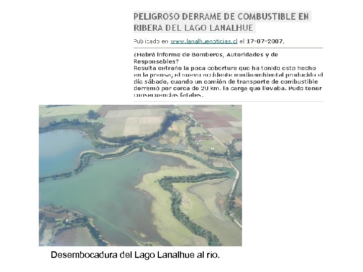 Desembocadura del Lago Lanalhue al río. 