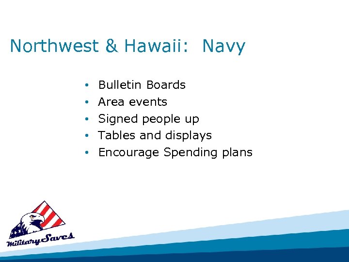 Northwest & Hawaii: Navy • • • Bulletin Boards Area events Signed people up