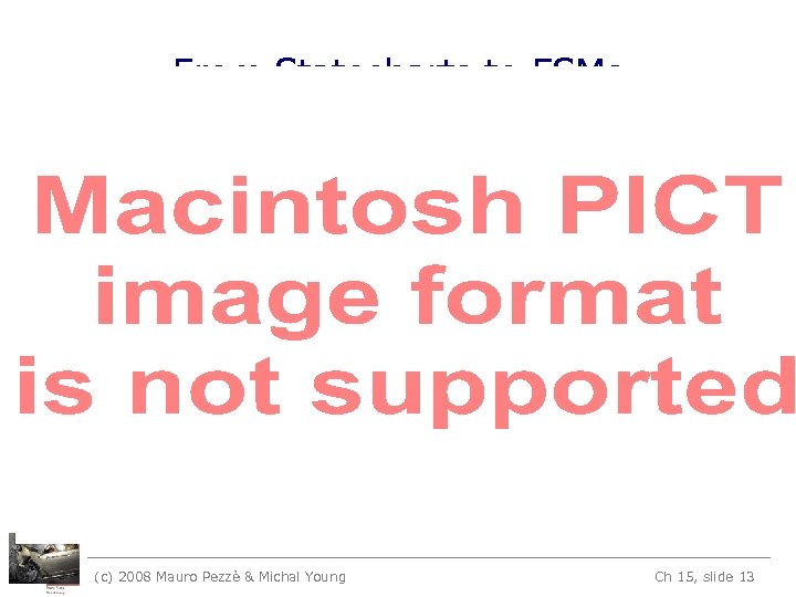 From Statecharts to FSMs (c) 2008 Mauro Pezzè & Michal Young Ch 15, slide