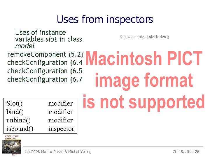 Uses from inspectors Uses of instance variables slot in class model remove. Component (5.