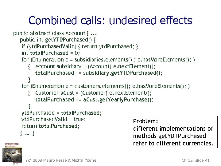 Combined calls: undesired effects public abstract class Account {. . . public int get.