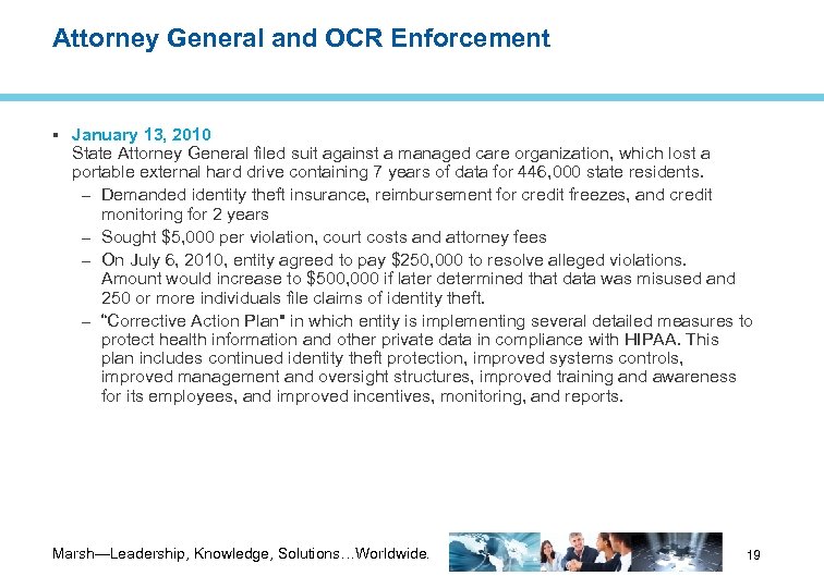 Attorney General and OCR Enforcement January 13, 2010 State Attorney General filed suit against