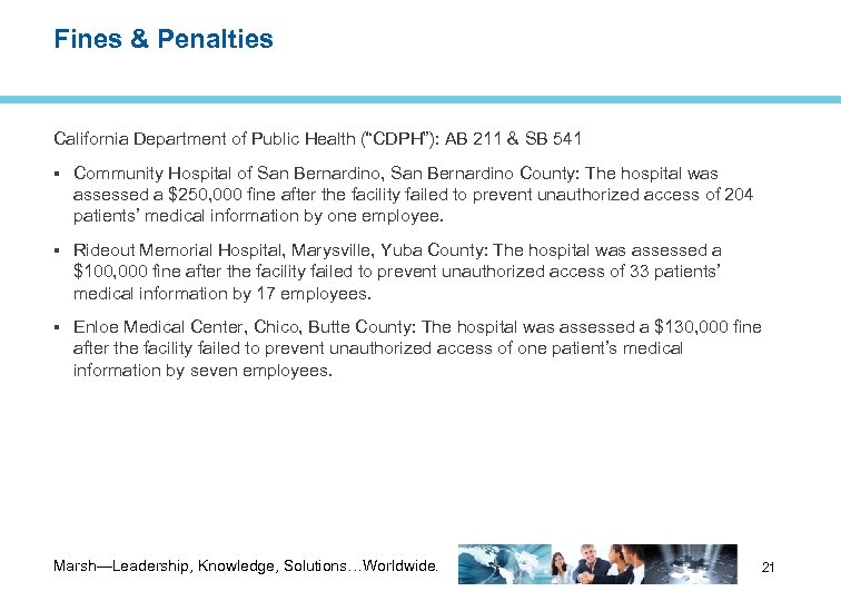 Fines & Penalties California Department of Public Health (“CDPH”): AB 211 & SB 541