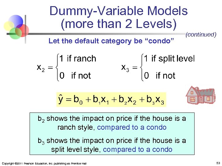 Dummy-Variable Models (more than 2 Levels) Let the default category be “condo” (continued) b