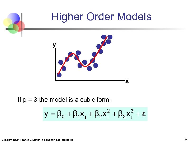 Higher Order Models y x If p = 3 the model is a cubic