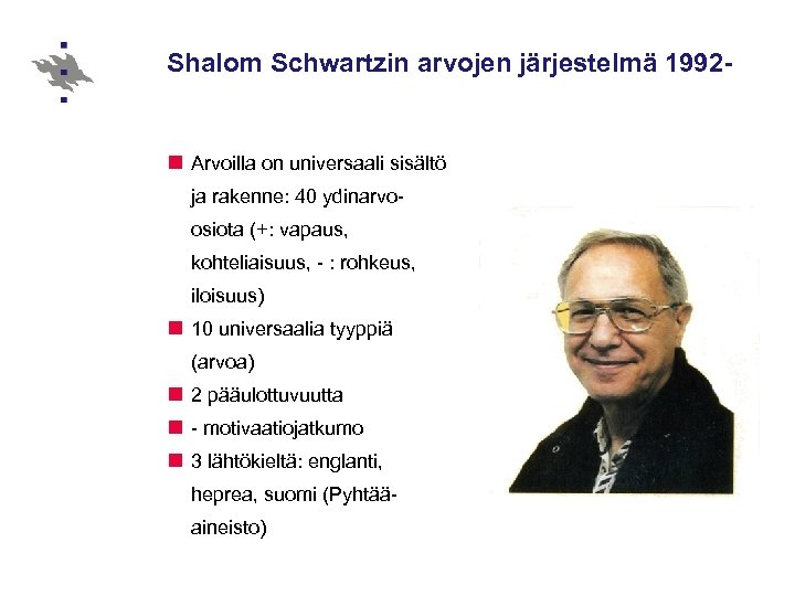 Shalom Schwartzin arvojen järjestelmä 1992 - n Arvoilla on universaali sisältö ja rakenne: 40