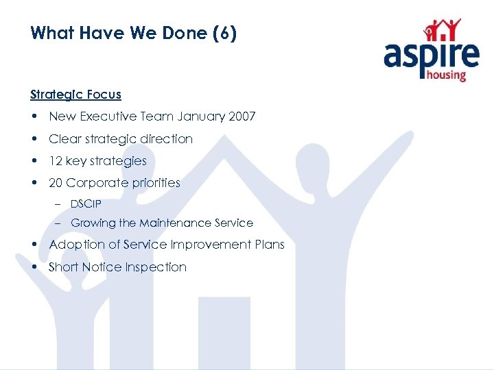 What Have We Done (6) Strategic Focus • New Executive Team January 2007 •