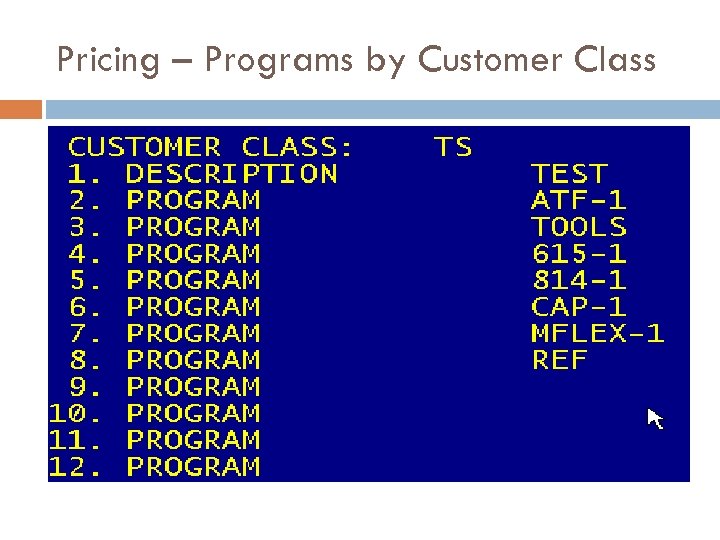 Pricing – Programs by Customer Class 