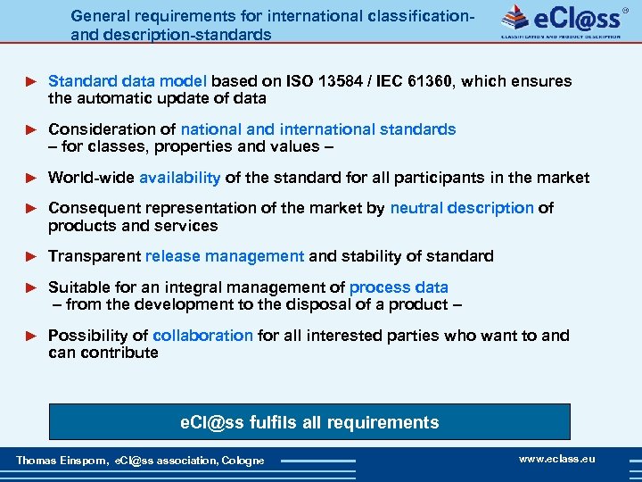 General requirements for international classification- and description-standards ► Standard data model based on ISO